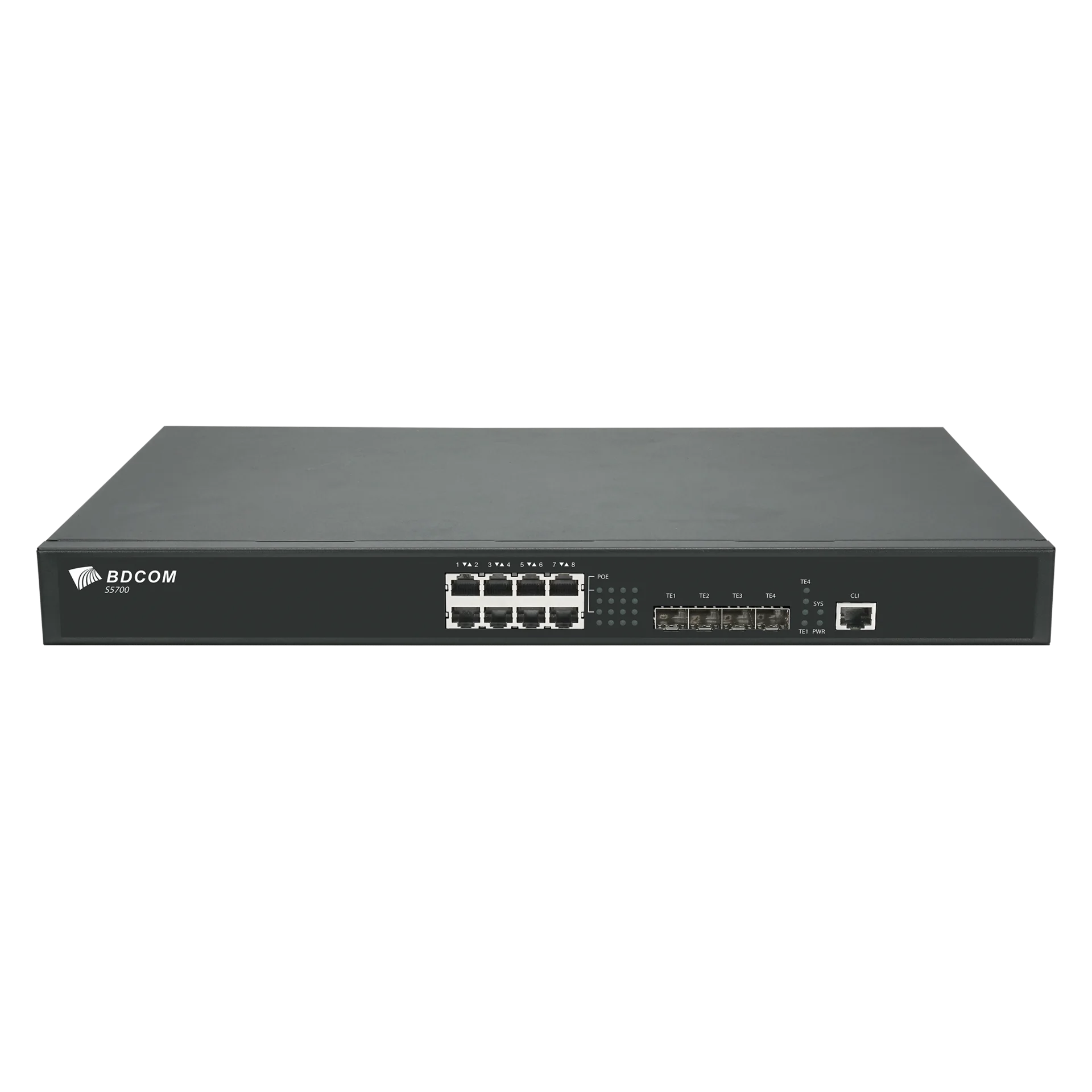 Управляемый коммутатор уровня 3 BDCOM S5700-8EP4X, 8x 2.5GBASE-Т PoE 802.3af/at/bt до 370W, 4x 1/10GE SFP+, ~220V AC