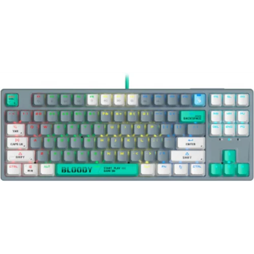 Клавиатура A4Tech Bloody S87 Energy механическая серый/зеленый USB for gamer LED (S87 USB ENERGY ASH)