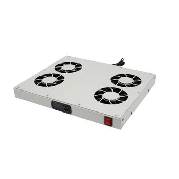 Модуль вентиляторный 19" 1U, 4 вентилятора, регулируемая глубина 345-810 мм с контроллером температуры, RAL7035