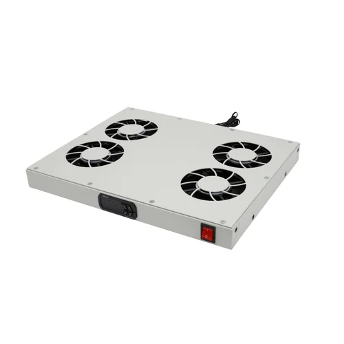 Модуль вентиляторный 19" 1U, 4 вентилятора, регулируемая глубина 345-810 мм с контроллером температуры, RAL7035