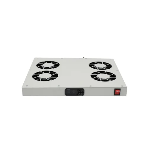 Модуль вентиляторный 19" 1U, 4 вентилятора, регулируемая глубина 345-810 мм с контроллером температуры, RAL7035