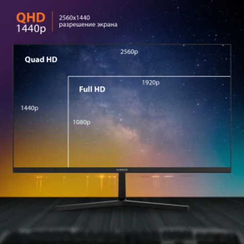 Монитор SunWind 27" SM-27QI201 черный IPS LED 16:9 HDMI M/M матовая 300cd 178гр/178гр 2560x1440 75Hz
