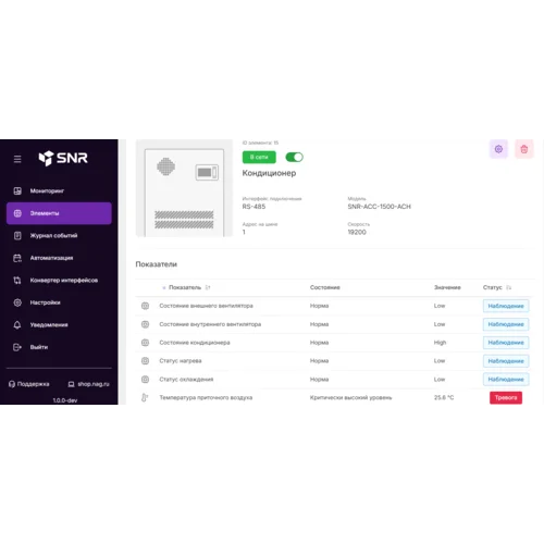 Кондиционер для установки в уличный шкаф, холодопроизводительность 500Вт, со встроенным электрическим калорифером, 220В переменного тока