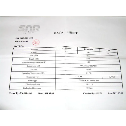 Модуль оптического уплотнения 1310TX/1310RX