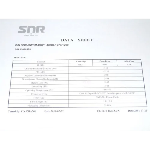 Модуль Add/Drop SNR-CWDM-10GR-OADM1-1270/1290