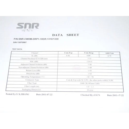 Модуль Add/Drop SNR-CWDM-10GR-OADM1-1310/1330