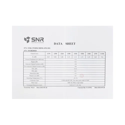 Мультиплексор CWDM одноволоконный 4-х канальный (TRx: 1270, 1290, 1310, 1330, 1530, 1550, 1510, 1570нм)