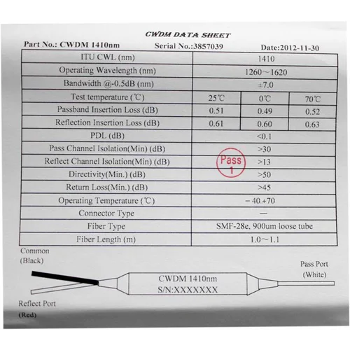 CWDM-фильтр, длина волны 1430нм, без коннекторов