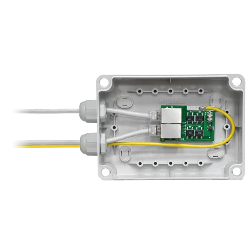 Универсальная, влагозащищённая, морозостойкая, гигабитная, POE грозозащита "Дрозд" IP65, корпус КР2801