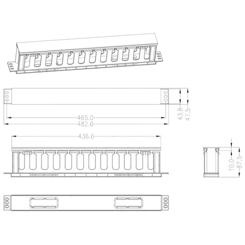 Кабельный органайзер пластиковый, 1U
