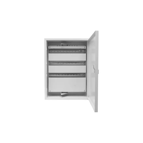 Универсальный настенный шкаф, встраиваемый, 19" крепление 2U, монтажная площадка, 4 рейки DIN 35 (54 места)