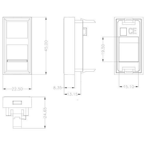 Вставка SNR под модули KeyStone, 1 порт, 45х22,5мм