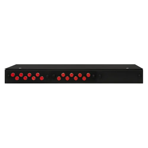 Кросс оптический 19" (ШКОС) укомплектованный на 16 FC портов, черный (комплект с розетками)