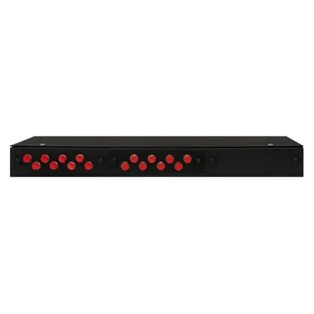 Кросс оптический 19" (ШКОС) укомплектованный на 16 FC портов, черный (комплект с розетками и пигтейлами)