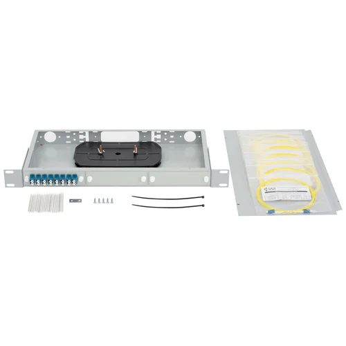 Кросс оптический 19" (ШКОС) укомплектованный на 16 LC портов (комплект с розетками и пигтейлами)