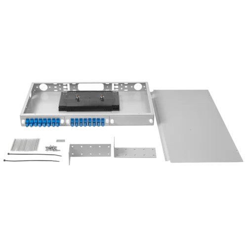 Кросс оптический 19" (ШКОС) укомплектованный на 16 SC портов (комплект с розетками)