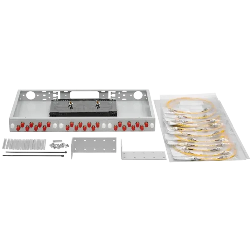 Кросс оптический 19" (ШКОС) укомплектованный на 24 FC портов (комплект с розетками и пигтейлами)