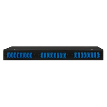 Кросс оптический 19" (ШКОС) укомплектованный на 24 SC порта, черный (комплект с розетками и пигтейлами)