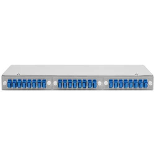 Кросс оптический 19" (ШКОС) укомплектованный на 24 SC порта (комплект с розетками)