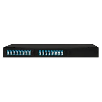 Кросс оптический 19" (ШКОС) укомплектованный на 32 LC порта, черный (комплект с розетками и пигтейлами)