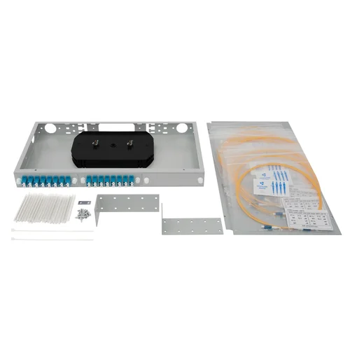 Кросс оптический 19" (ШКОС) укомплектованный на 32 LC порта (комплект с розетками и пигтейлами)