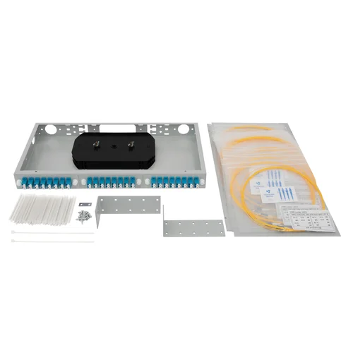 Кросс оптический 19" (ШКОС) укомплектованный на 48 LC портов (комплект с розетками и пигтейлами)