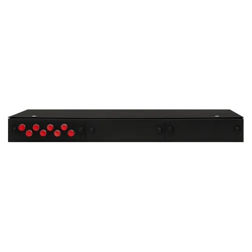 Кросс оптический 19" (ШКОС) укомплектованный на 8 FC портов, черный (комплект с розетками и пигтейлами)