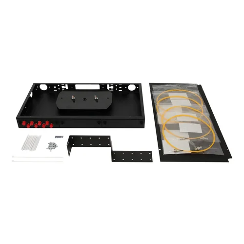 Кросс оптический 19" (ШКОС) укомплектованный на 8 FC портов, черный (комплект с розетками и пигтейлами)