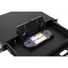 Кросс оптический 19" (ШКОС) на 24 порта LC Quadro, выдвижной, 1U, черный (комплект с розетками и пигтейлами)
