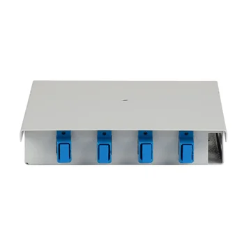 Кросс оптический настенный (ШКОН) 4 порта укомплектованный на 4 SC порта (комплект с розетками и пигтейлами)