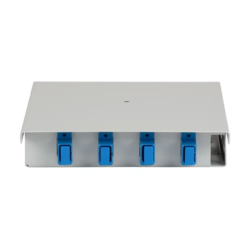 Кросс оптический настенный (ШКОН) 4 порта укомплектованный на 4 SC порта (комплект с розетками и пигтейлами)