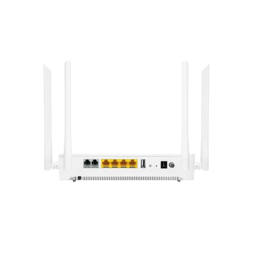 Абонентский терминал ONU XGSPON, 3 порта 10/100/1000Base-T, 1 порт 10/100/1000/2500Base-T, 2 порта для телефонии, двухдиапазонный WiFi 6Ghz