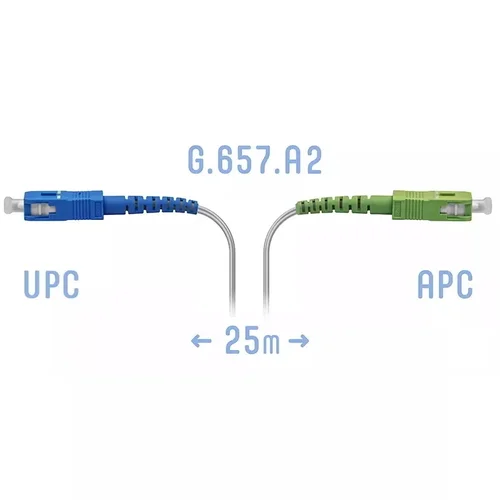 Патчкорд оптический FTTH SC/APC-SC/UPC, кабель 604-02-01W, 25 метров