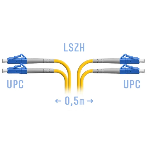 Патчкорд оптический LC/UPC SM Duplex 0.5 метр