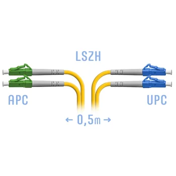 Патчкорд оптический LC/UPC-LC/APC SM Duplex 0,5 метра
