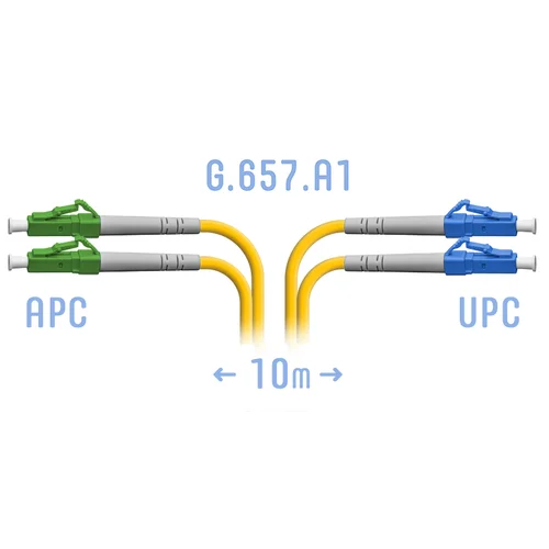 Патчкорд оптический LC/UPC-LC/APC SM G.657.A1 Duplex 10 метров