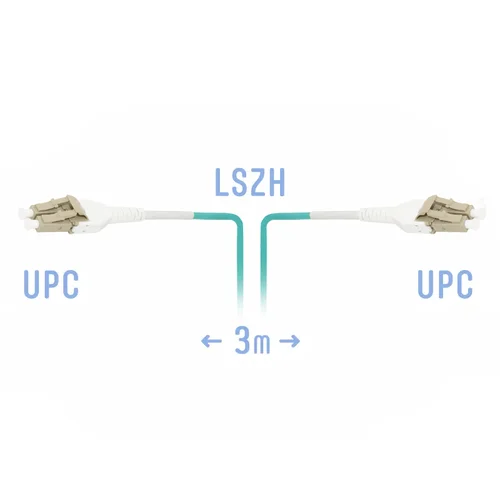 Патчкорд оптический LC/UPC-LC/UPC MM (OM3) Duplex Uniboot Flat Clip 3 метрa