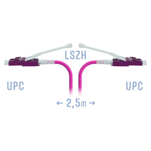 Патчкорд оптический LC/UPC-LC/UPC MM (OM4) Duplex (HD) 2,5 метрa, 2мм