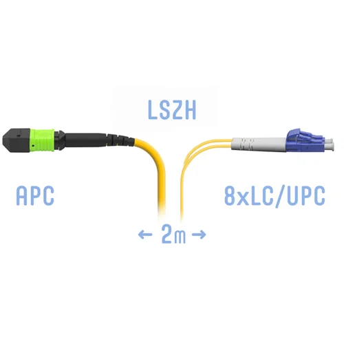Патчкорд оптический MPO/APC-8LC/UPC SM 2метра