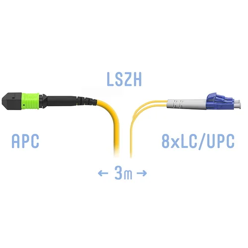 Патчкорд оптический MPO/APC-8LC/UPC SM 3 метра