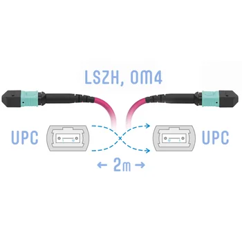 Патчкорд оптический MPO/UPC FF MM (50/125 OM4), 12 волокон, 2 метра (Cross)