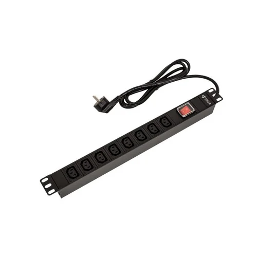 Блок электрических розеток на 8 гнезд IEC320 C13, шнур питания 1,8 м с вилкой Schuko