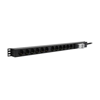 Блок электрических розеток на 12 гнезд Schuko, шнур питания 3 м 3x6мм2 с вилкой IEC 60309 32A 2P+E (IP44) 815х50.0х44.4мм