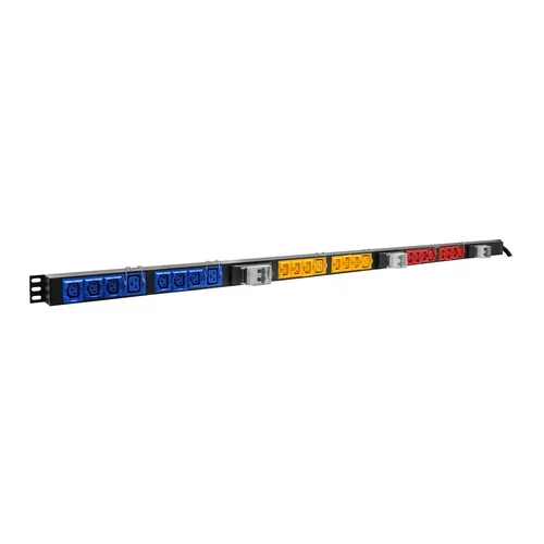 Блок электрических розеток на 18хIEC320 C13 и 6хIEC320 C19, шнур питания 3 м 5x6мм2 с вилкой IEC 60309 32A 3P+N+E (IP44) 1682.5х50.0х44.4мм