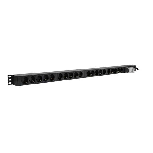 Блок электрических розеток на 20 гнезд Schuko, шнур питания 3 м 3x6мм2 с вилкой IEC 60309 32A 2P＋E (IP44) 1213.0х50.0х44.4мм