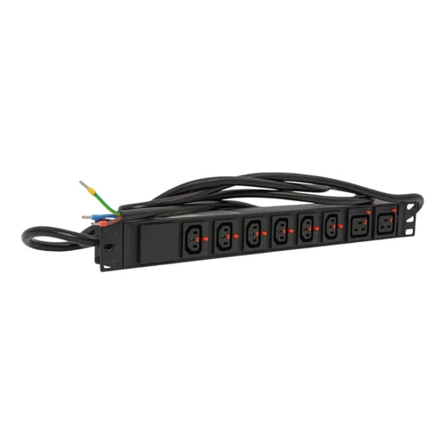 Блок розеток серии SNR-PDU с локальным измерением на 6хС13 и 2xC19 с фиксаторами, шнур питания 3м 3x2.5мм² без вилки, 230В, 16A