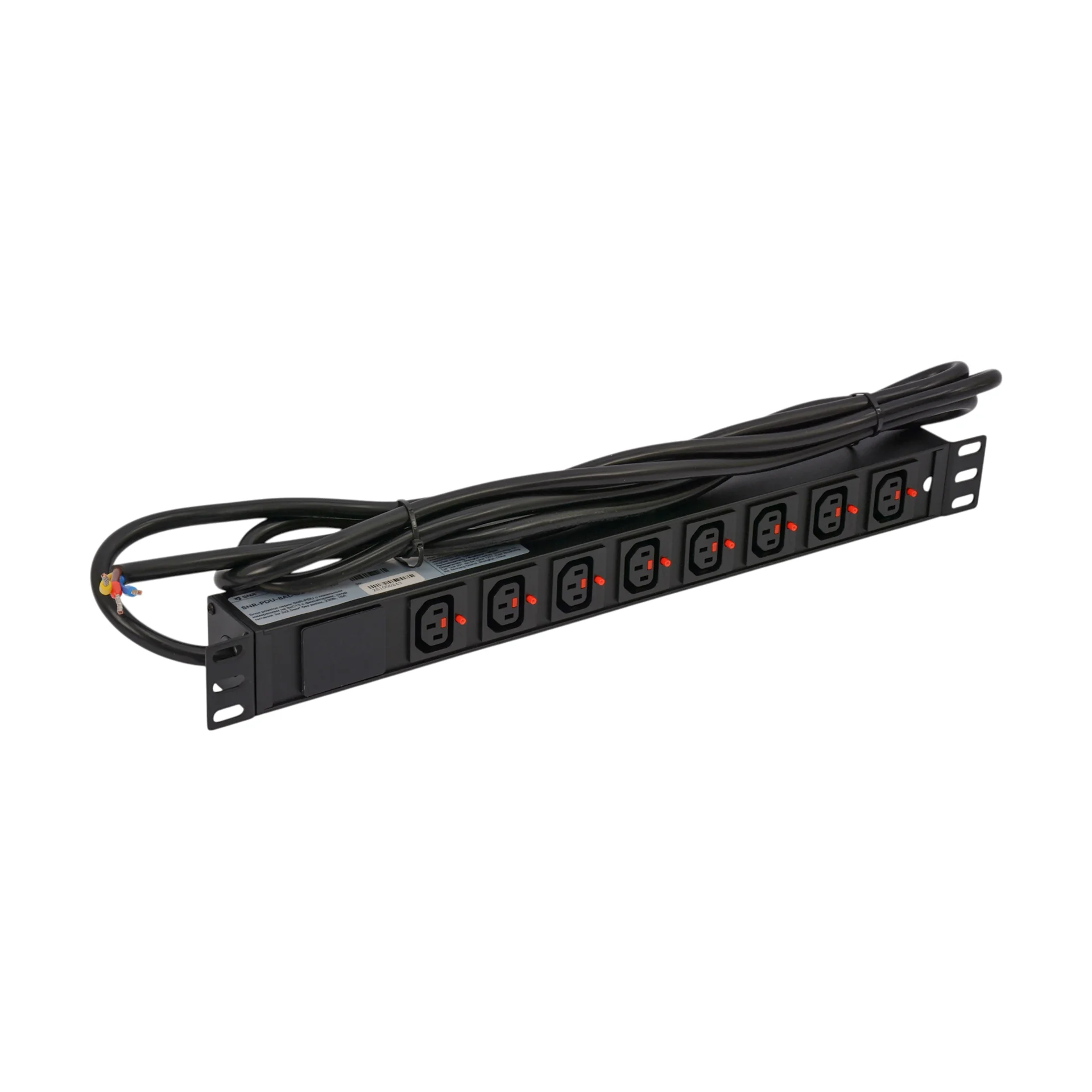 Блок розеток серии SNR-PDU с локальным измерением на 8хС13 с фиксаторами, шнур питания 3м 3x2.5мм² без вилки, 230В, 16A