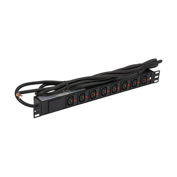 Блок розеток серии SNR-PDU с локальным измерением на 8хС13 с фиксаторами, шнур питания 3м 3x2.5мм² без вилки, 230В, 16A