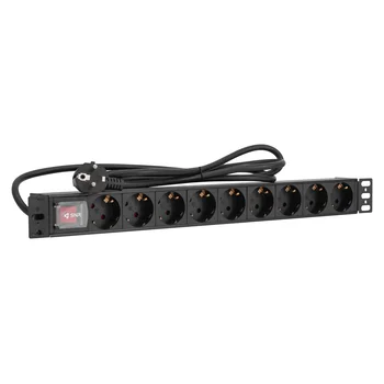 Блок розеток серии SNR-PDU базовый на 9хSchuko, шнур питания 2 м 3x1.5 мм² с вилкой Schuko, 16A