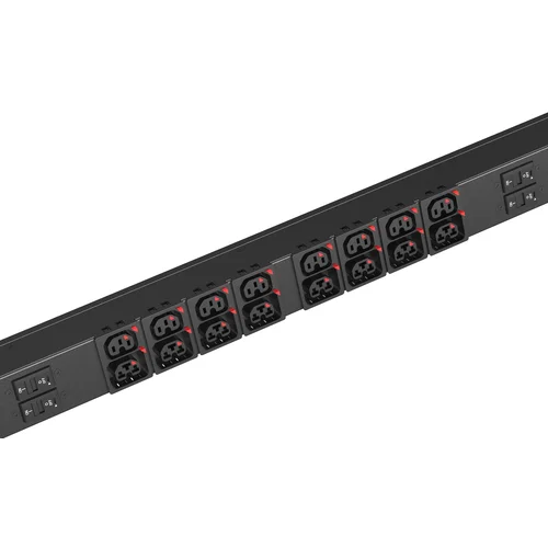 Блок розеток с функцией измерения серии SNR тип A выход 24*C13/19L и 24*C13L с фиксаторами вход 32A IEC60309 (3P+N+E)